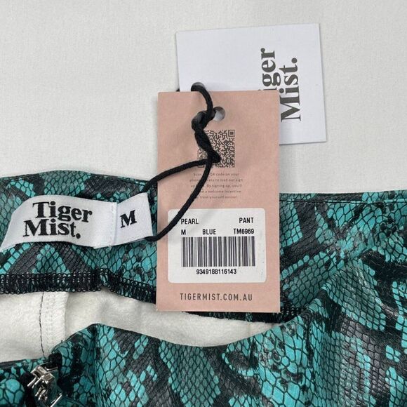 Tiger Mist Pearl High Waisted Faux Leather Snakeskin Print Pant NEW - Picture 6 of 14